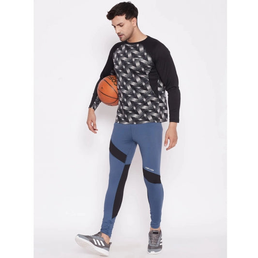 Amfyn Men's Striped Polyester Tights (Blue)