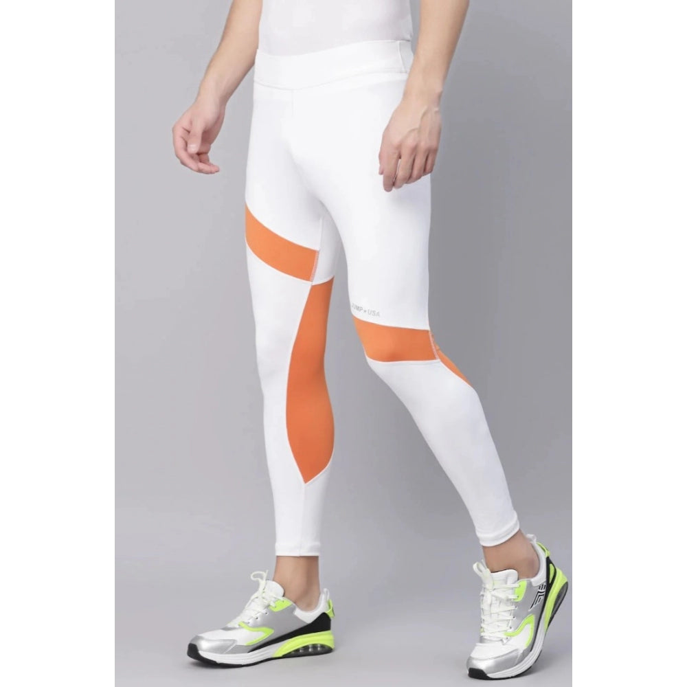 Amfyn Men's Striped Polyester Tights (White Orange)