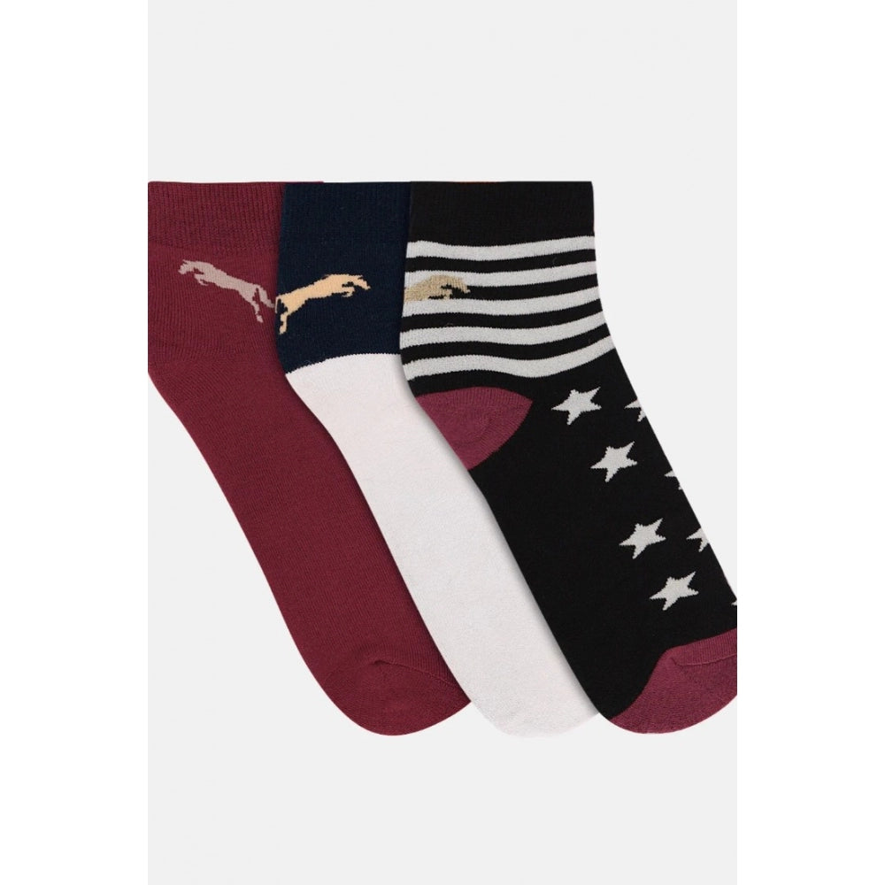 Amfyn Men's Printed Cotton Spandex Ankle Length Socks (Assorted)