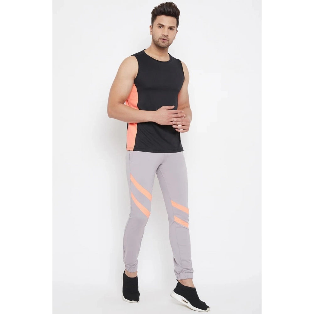 Amfyn Men's Solid Polyester Sleeveless T.Shirt (Black)