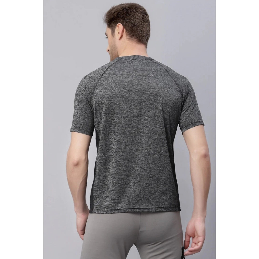 Amfyn Men's Solid Polyester Short Sleeves T.Shirt (Grey)
