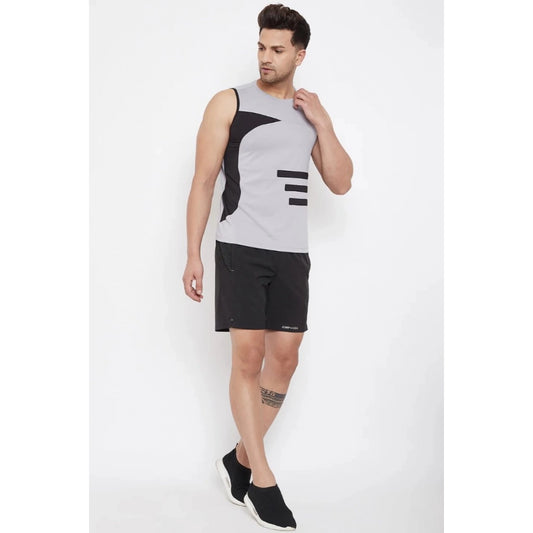 Amfyn Men's Solid Polyester Above Knee Shorts (Black)