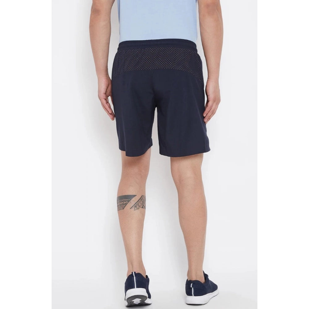 Amfyn Men's Solid Polyester Above Knee Shorts (Black)