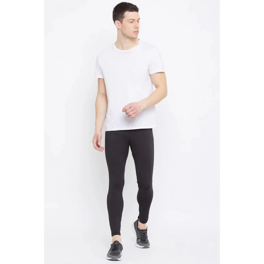 Amfyn Men's Solid Polyester Tights (Black)