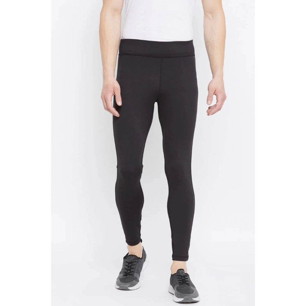 Amfyn Men's Solid Polyester Tights (Black)