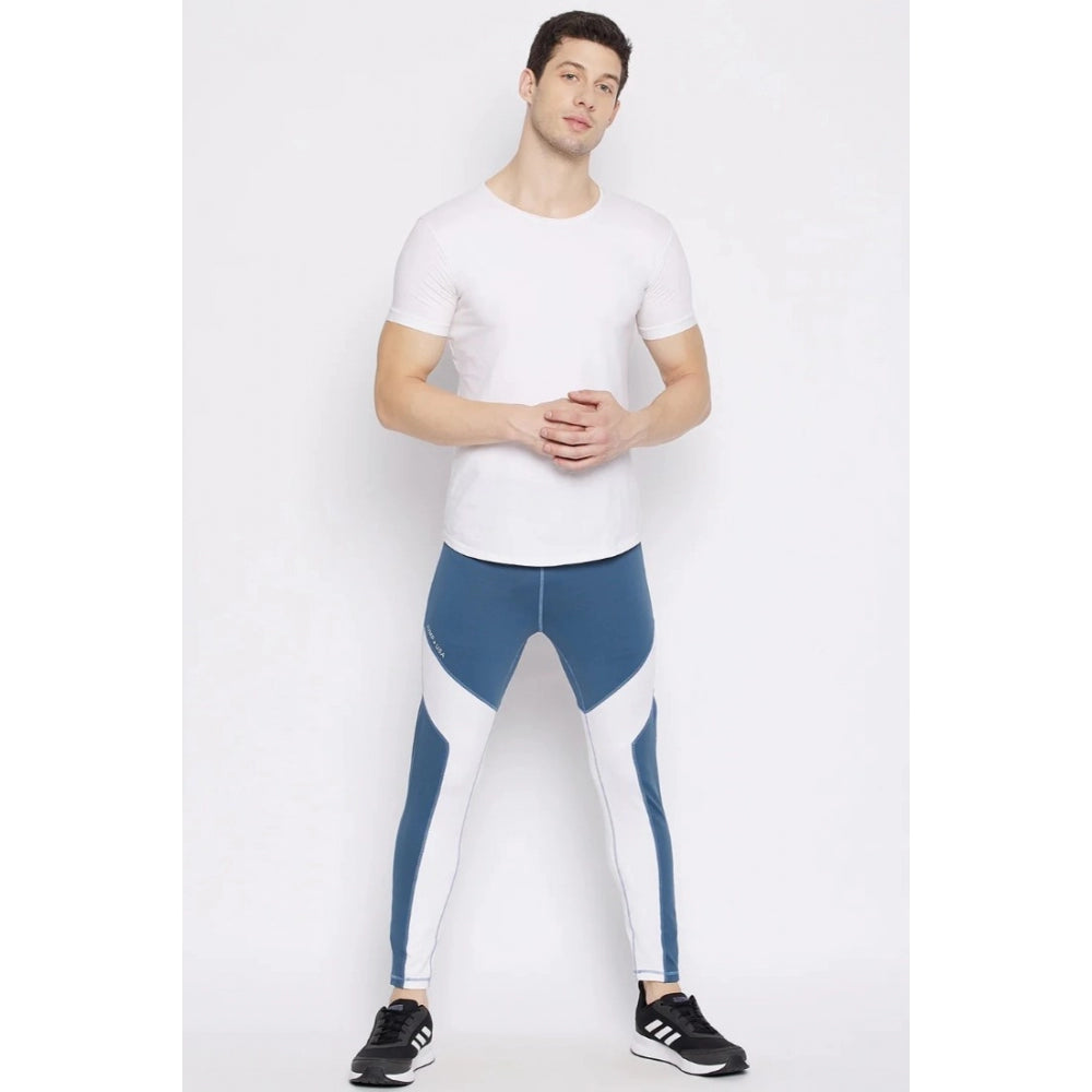 Amfyn Men's Colour Blocked Polyester Tights (Blue)