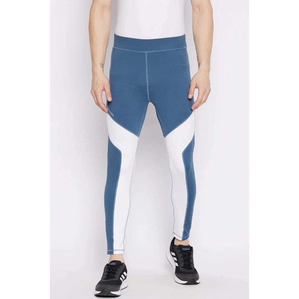 Amfyn Men's Colour Blocked Polyester Tights (Blue)