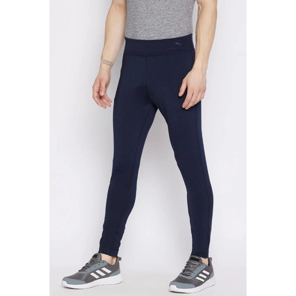 Amfyn Men's Solid Polyester Tights (Blue)