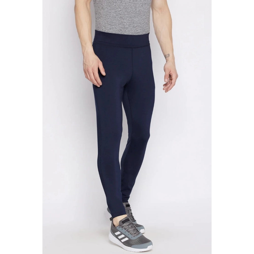 Amfyn Men's Solid Polyester Tights (Blue)