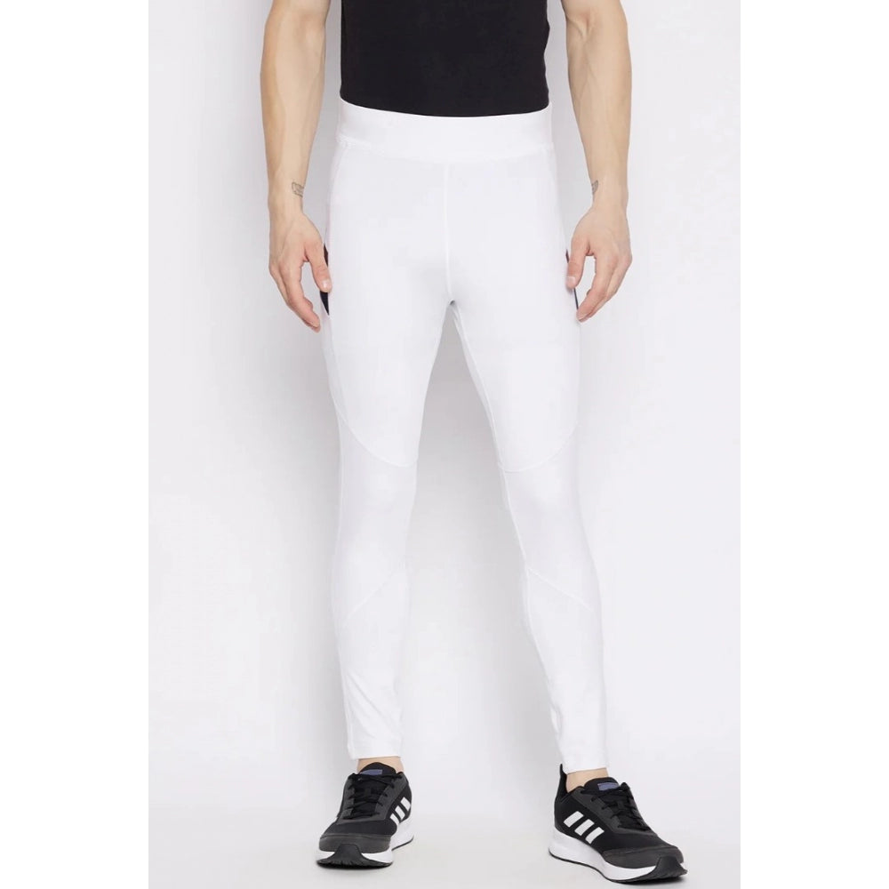 Amfyn Men's Solid Polyester Tights (White)