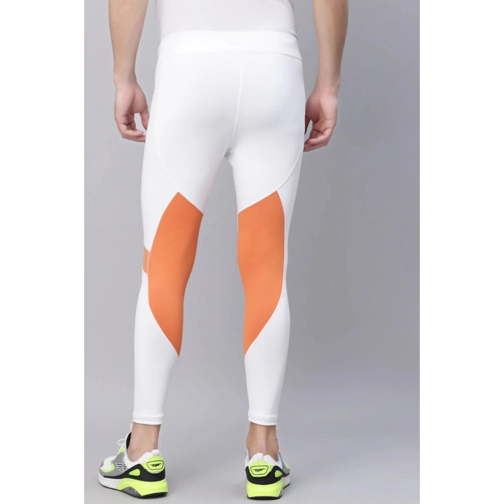 Amfyn Men's Striped Polyester Tights (White Orange)