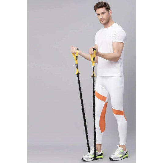 Amfyn Men's Striped Polyester Tights (White Orange)