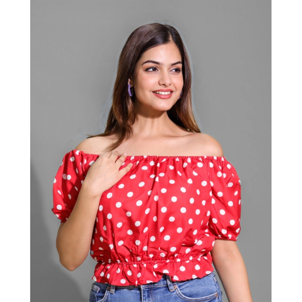 Amfyn Women's Casual Rayon Short Sleeve Top (Red)