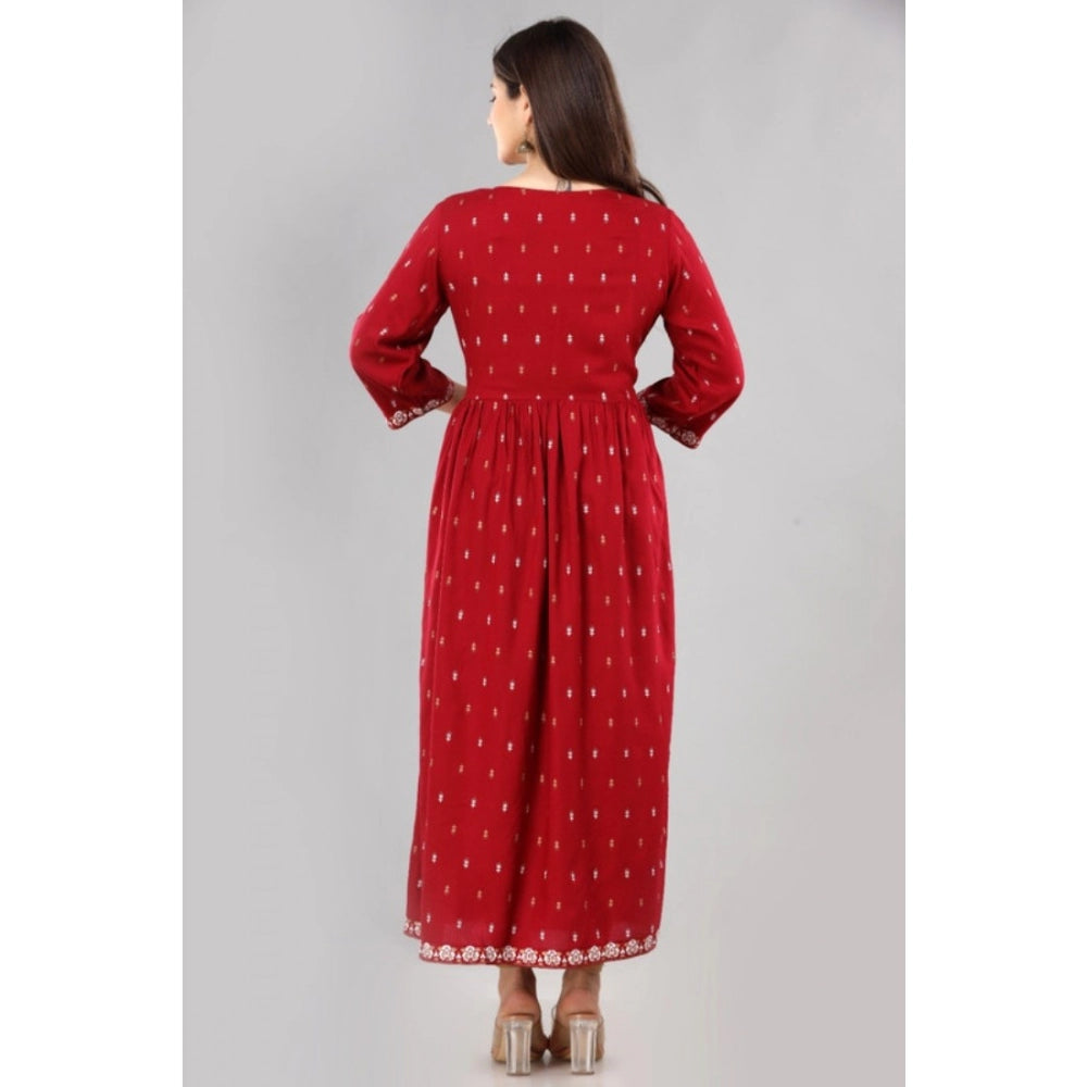 Amfyn Women's Casual Viscose Rayon 3-4th Sleeve Nayra Cut Kurti (Red)