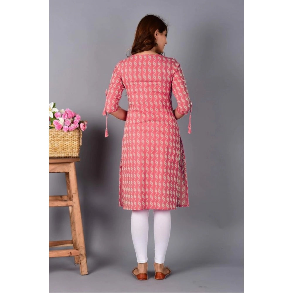 Amfyn Women's Casual Cotton 3-4th Sleeve Kurti (Orange)