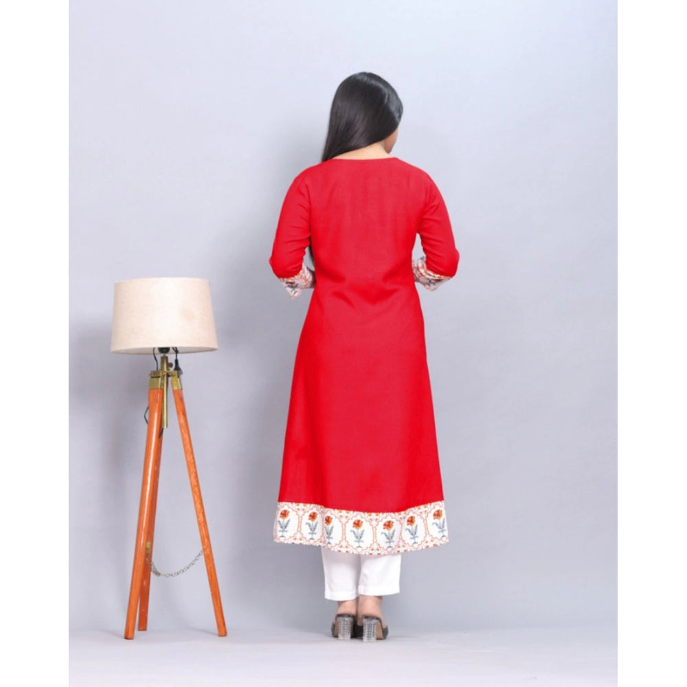 Amfyn Women's Casual Viscose Rayon 3-4th Sleeve Kurti (Red)