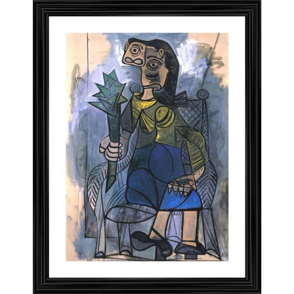 Amfyn Woman with Artichoke 1941 Painting With Wood Photo Frame (Multicolor)