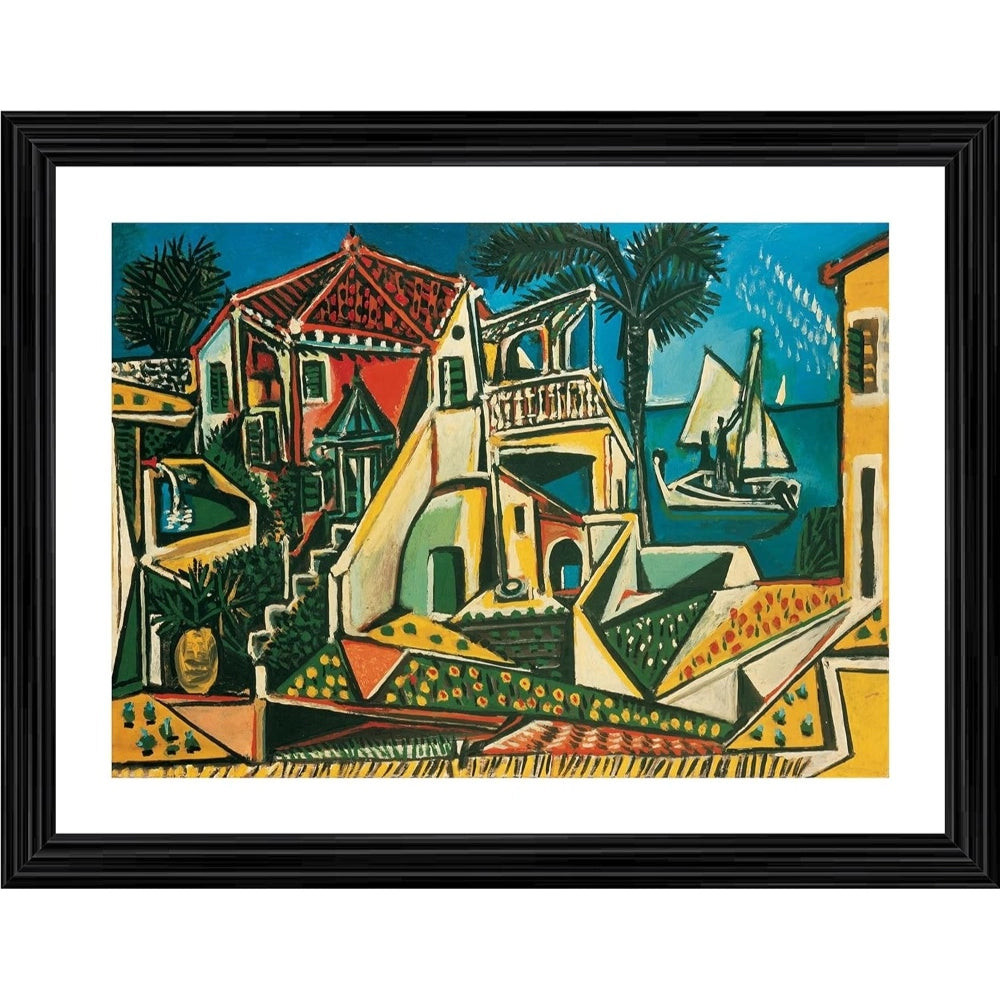 Amfyn Mediterranean Landscape 1953 Painting With Wood Photo Frame (Multicolor)