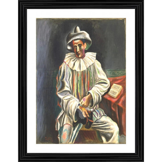 Amfyn Pierrot 1918 Painting With Wood Photo Frame (Multicolor)
