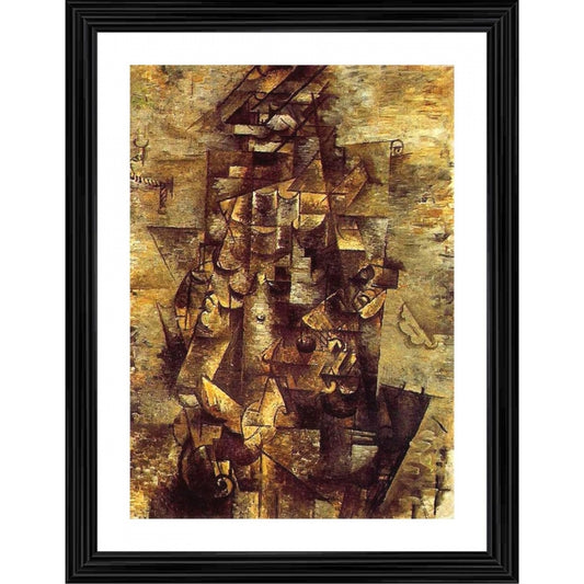 Amfyn Man with guitar 1911 Painting With Wood Photo Frame (Multicolor)