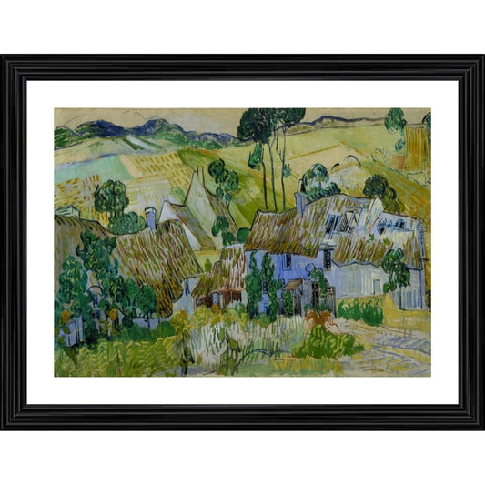 Amfyn Farms near Auvers 1890 Painting With Wood Photo Frame (Multicolor)