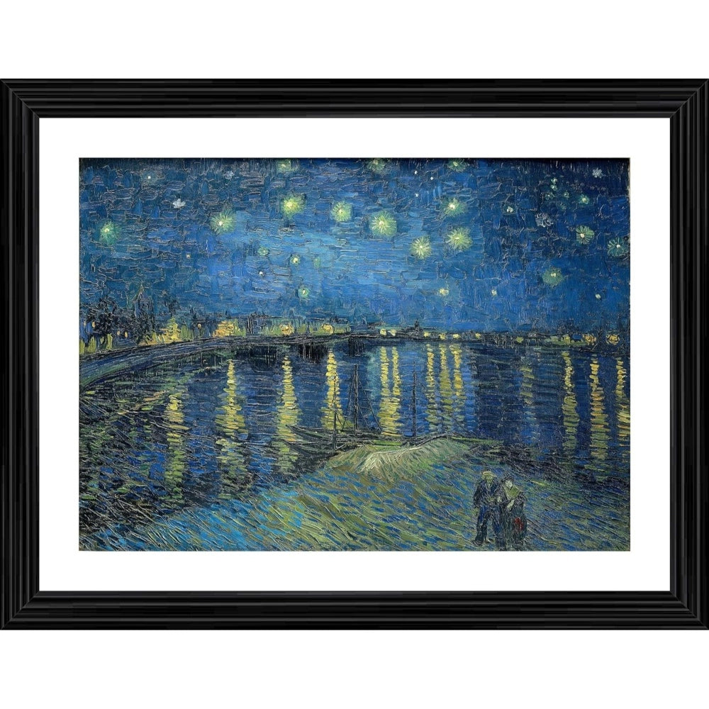 Amfyn Starry Night over the Rhone River 1888 Painting With Wood Photo Frame (Multicolor)