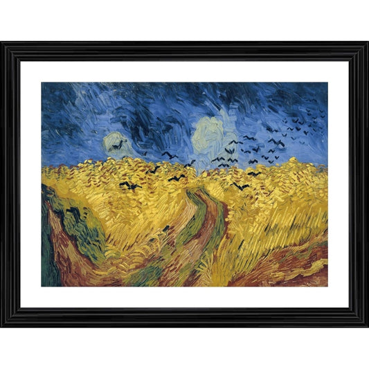 Amfyn Wheatfield with Crows 1890 Painting With Wood Photo Frame (Multicolor)