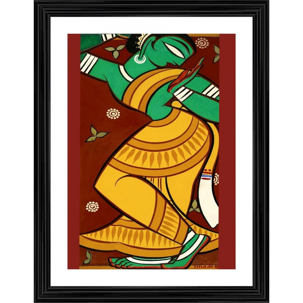 Amfyn Dancing Woman 1 Painting With Wood Photo Frame (Multicolor)