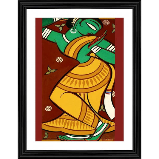 Amfyn Dancing Woman 1 Painting With Wood Photo Frame (Multicolor)