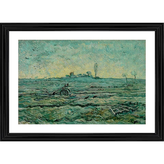 Amfyn Snow Covered Field with a Harrow 1890 Painting With Wood Photo Frame (Multicolor)