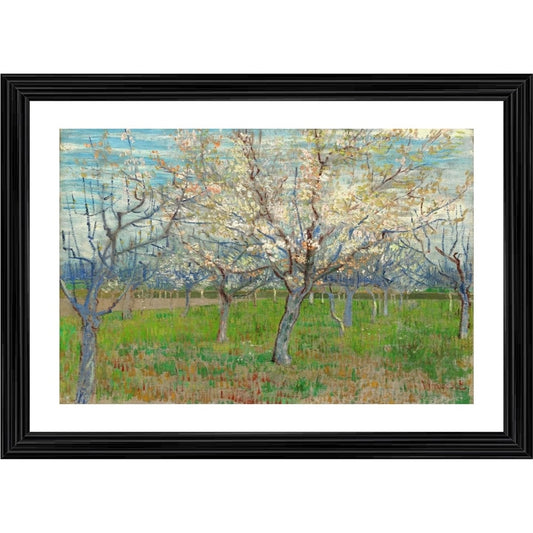 Amfyn The Pink Orchard 1888 Painting With Wood Photo Frame (Multicolor)