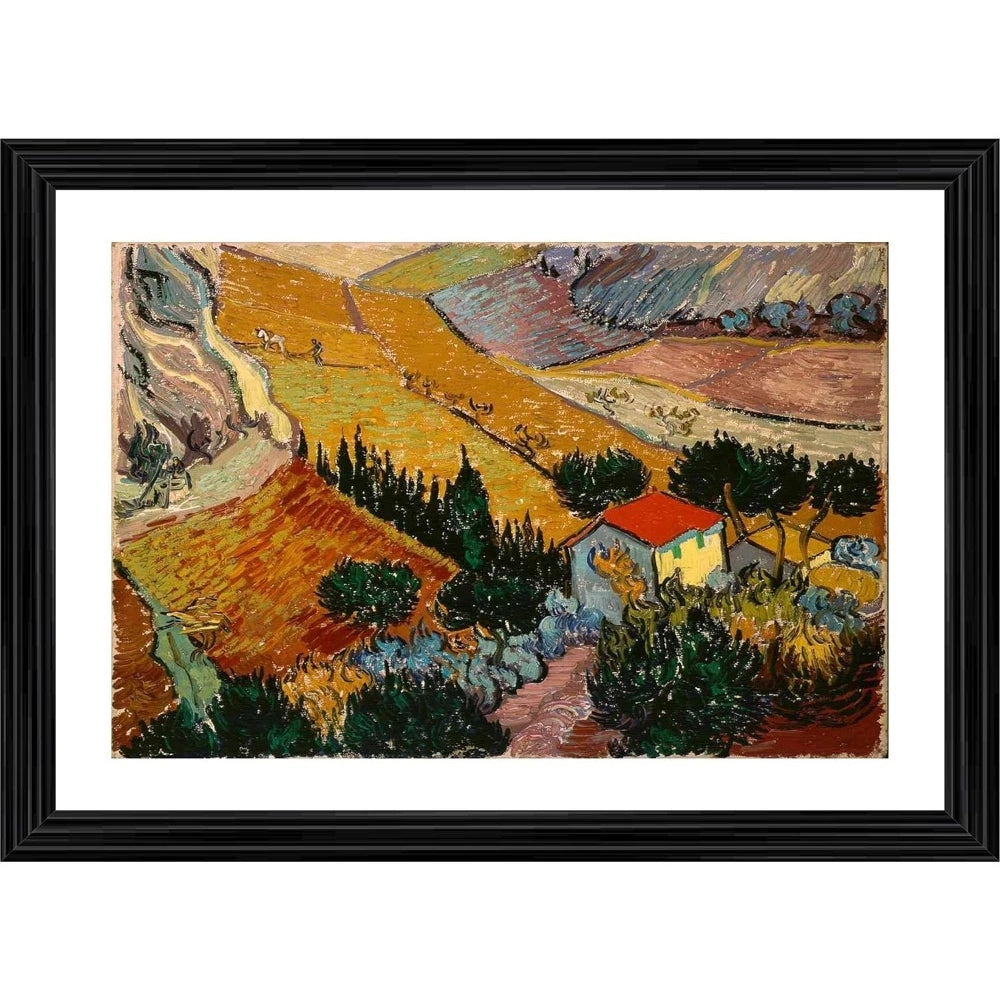 Amfyn House and Ploughman 1889 Painting With Wood Photo Frame (Multicolor)