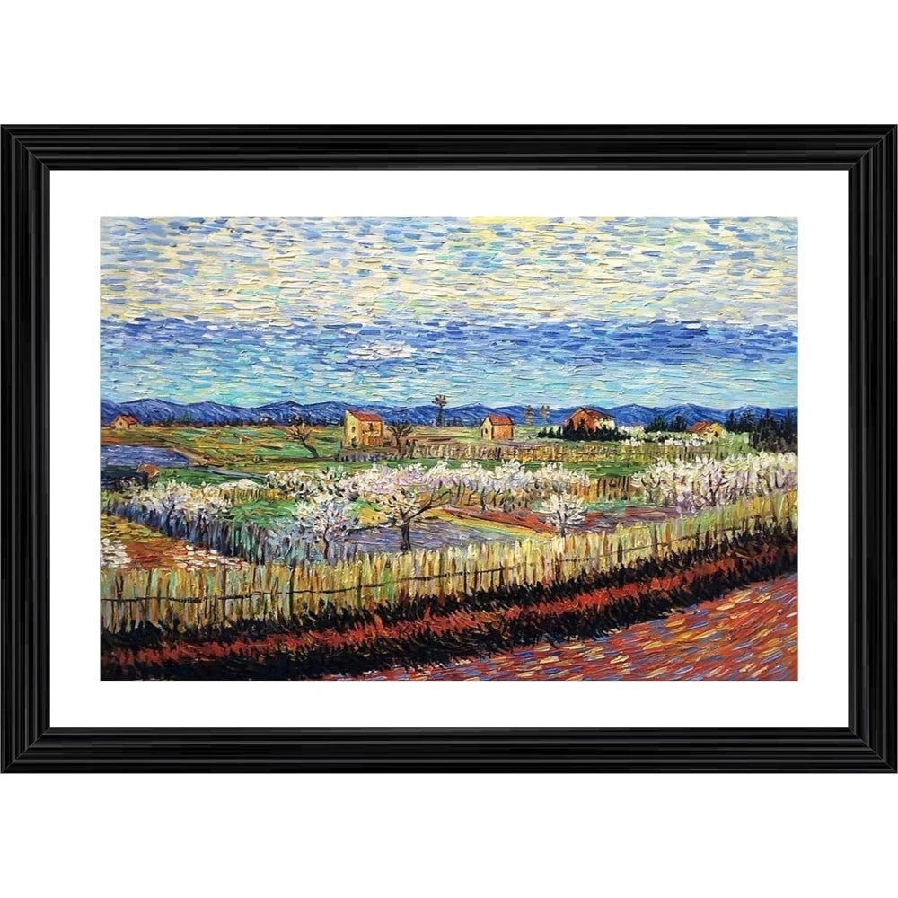 Amfyn Peach Trees in Blossom 1888 Painting With Wood Photo Frame (Multicolor)