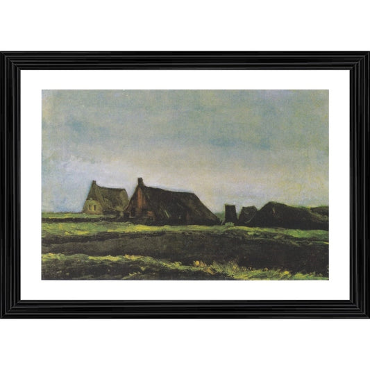 Amfyn Cottages 1883 Painting With Wood Photo Frame (Multicolor)