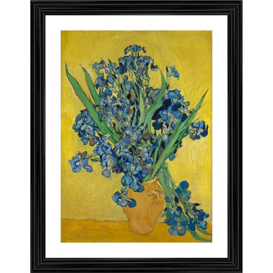 Amfyn Vase with Irises 1890 Painting With Wood Photo Frame (Multicolor)