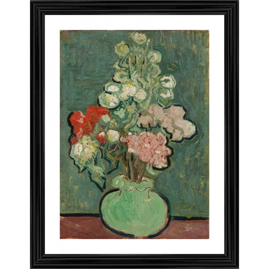 Amfyn Vase of Flowers 1890 Painting With Wood Photo Frame (Multicolor)