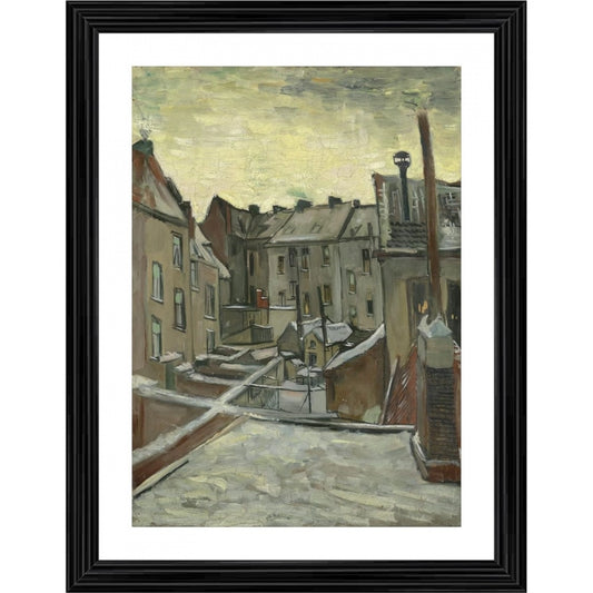 Amfyn Houses Seen from the Back 1886 Painting With Wood Photo Frame (Multicolor)