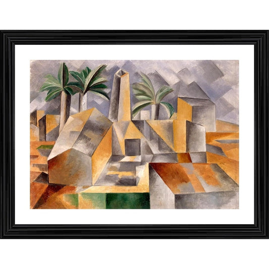 Fashion Factory at Horto de Ebro 1909 Painting With Wood Photo Frame (Multicolor)