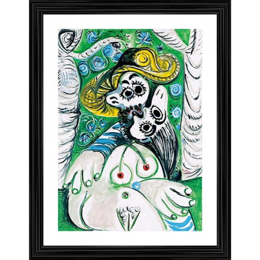 Fashion Kiss 1969 Painting With Wood Photo Frame (Multicolor)