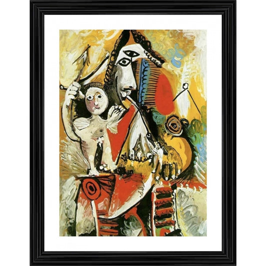 Amfyn Musketeer and Amor 1969 Painting With Wood Photo Frame (Multicolor)