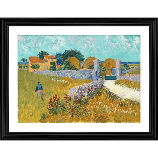 Amfyn Farmhouse in Provence 1888 Painting With Wood Photo Frame (Multicolor)