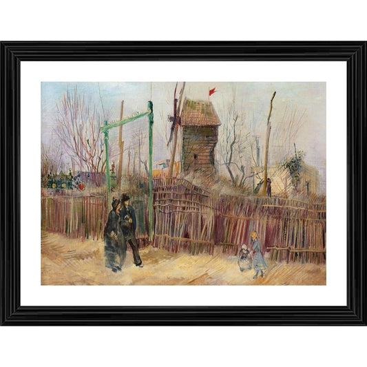 Amfyn Street Scene in Montmartre 1887 Painting With Wood Photo Frame (Multicolor)