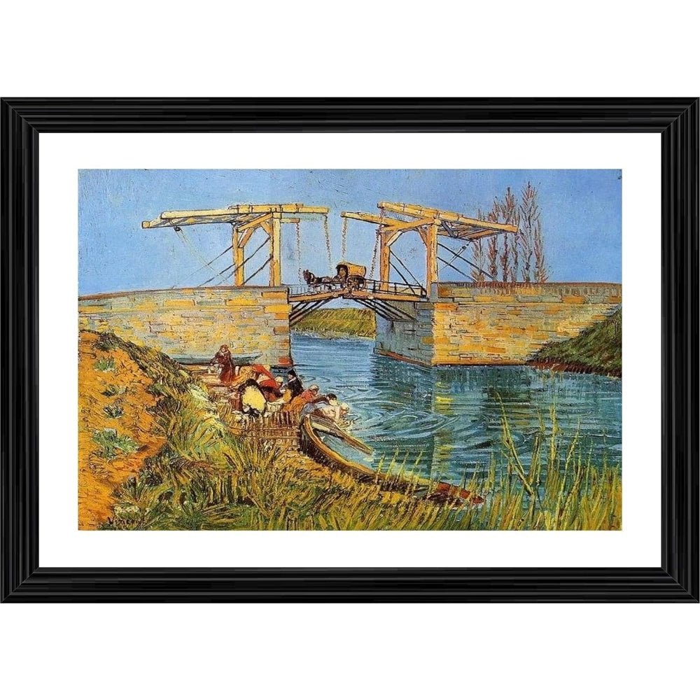 Amfyn The Langlois Bridge at Arles 1888 Painting With Wood Photo Frame (Multicolor)