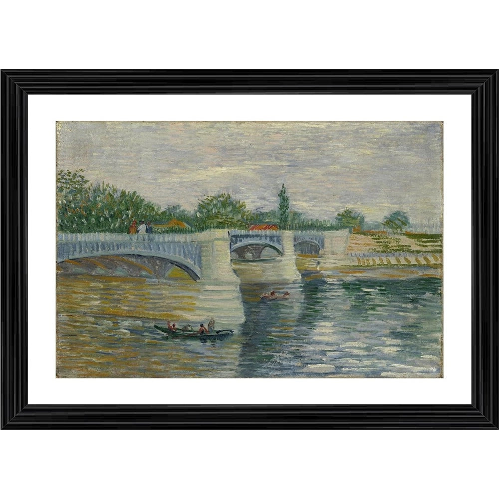 Amfyn The Bridge at Courbevoie 1887 Painting With Wood Photo Frame (Multicolor)