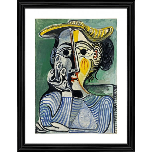Amfyn Woman with Yellow Hat 1962 Painting With Wood Photo Frame (Multicolor)