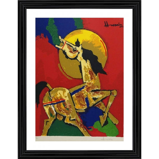 Amfyn The Horse Painting With Wood Photo Frame (Multicolor)