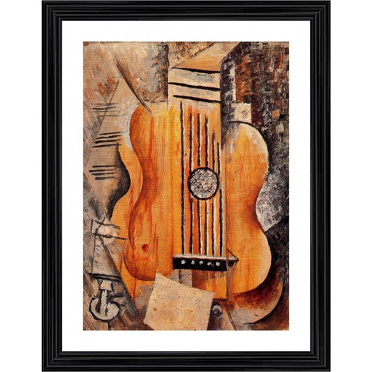 Amfyn Guitar I Love Eva 1912 Painting With Wood Photo Frame (Multicolor)