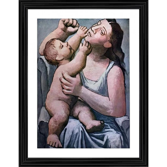 Amfyn Mother and Child 1921 Painting With Wood Photo Frame (Multicolor)