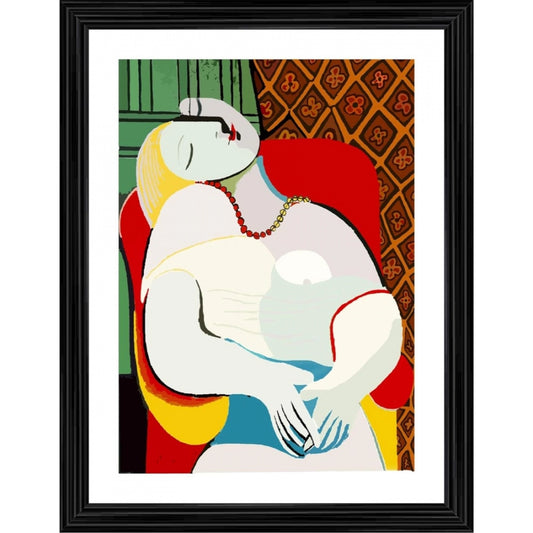 Amfyn The dream 1932 Painting With Wood Photo Frame (Multicolor)