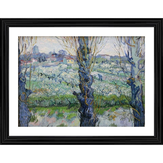 Amfyn View of Arles Flowering Orchards 1889 Painting With Wood Photo Frame (Multicolor)